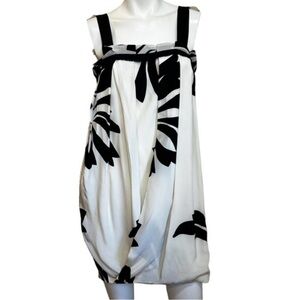 Robert Rodriguez 100% Silk Black and White Floral Mini Dress